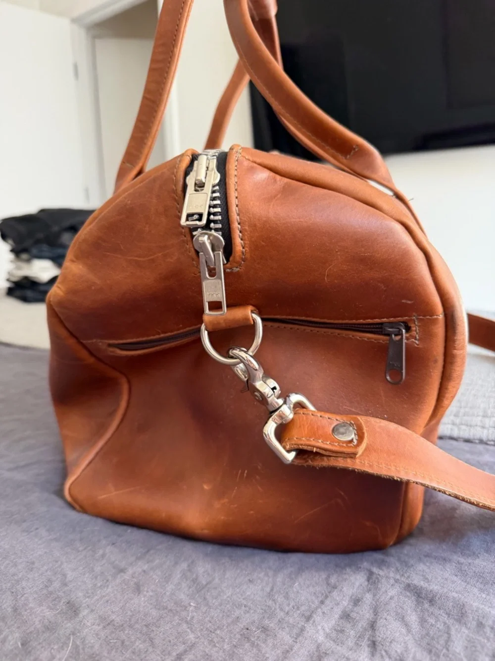 Classic Village Tannery Tan Leather Duffel Bag for Men